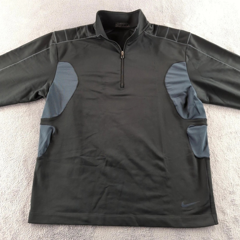 Nike Golf Fit Dry Pullover Mens Medium Black 1/4 Zip Colorblock Top 319682-010